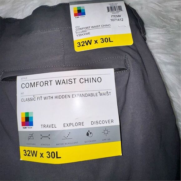 Union Bay UB Tech Men's Gray Chino Pants 32x30 UPF 50 Quick Dry Stretch Preppy - Picture 8 of 16